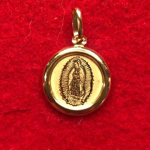 Gold Virgin Mary circle pendant